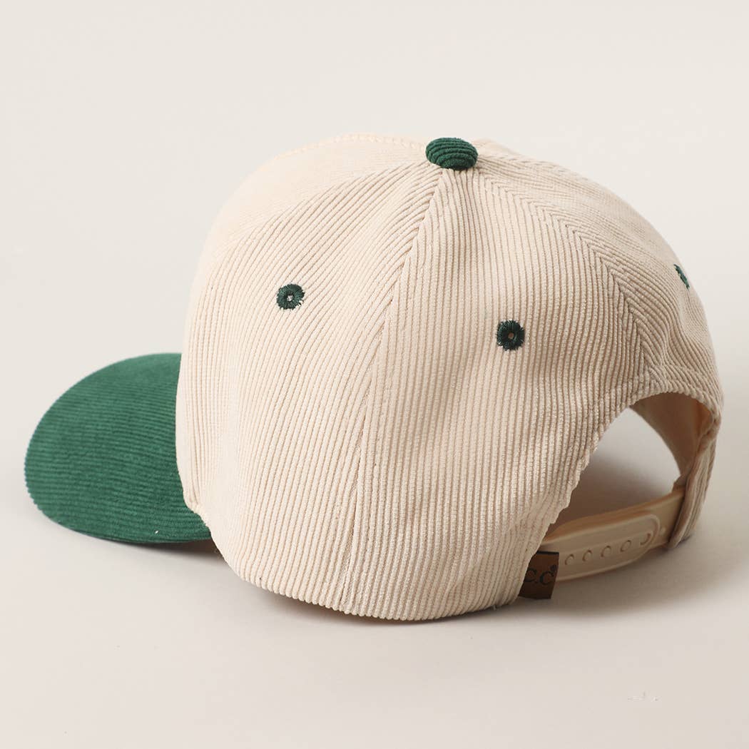 Lucky Script Glitter Heat Press Corduroy Trucker Hat