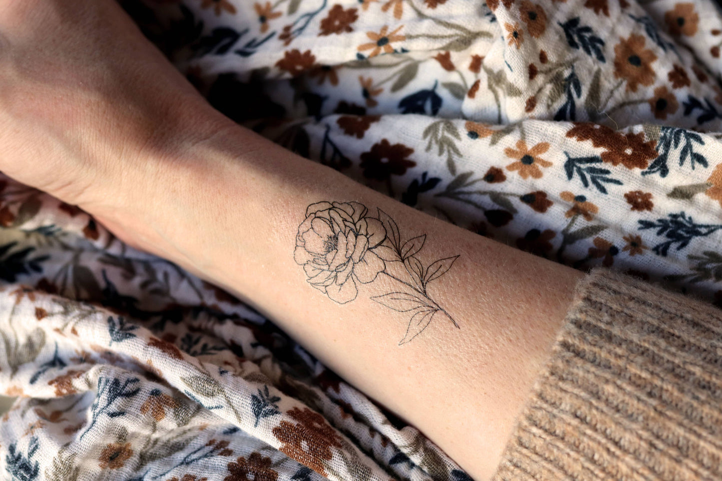 September Birth Flower - Peony Temporary Tattoos