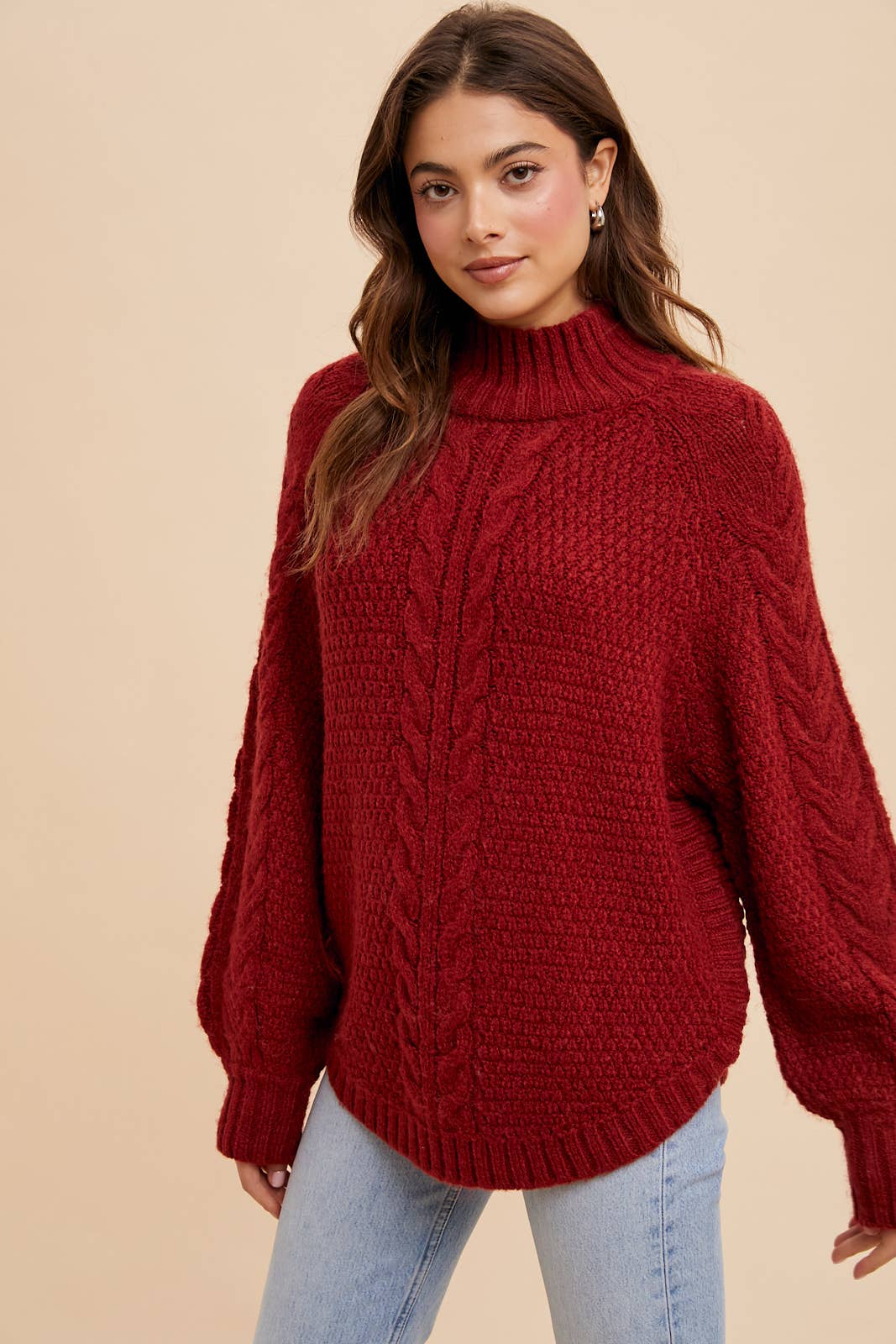 Textured Cable Knit Sweater