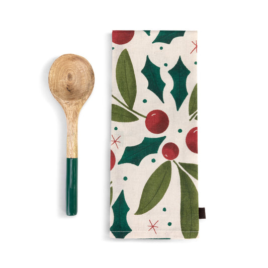 Holly Leaf Kitchen Towel & Utensil Set