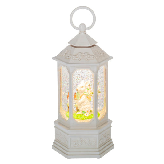 White LED Light Up Shimmer Bunny Rabbit Easter Lantern
