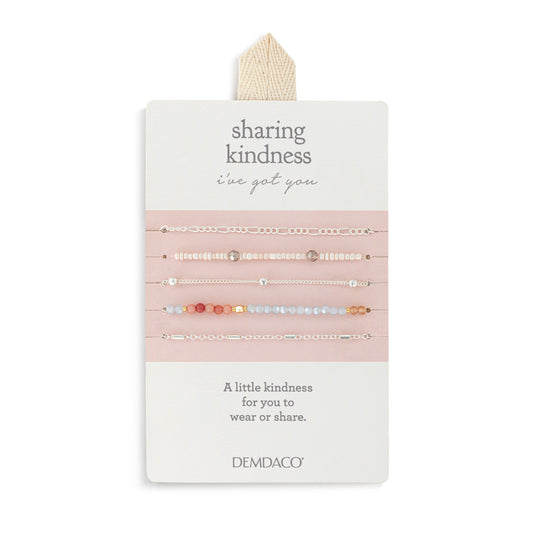 Sharing Kindness -Bracelet Set of 5 - Multicolor Silver