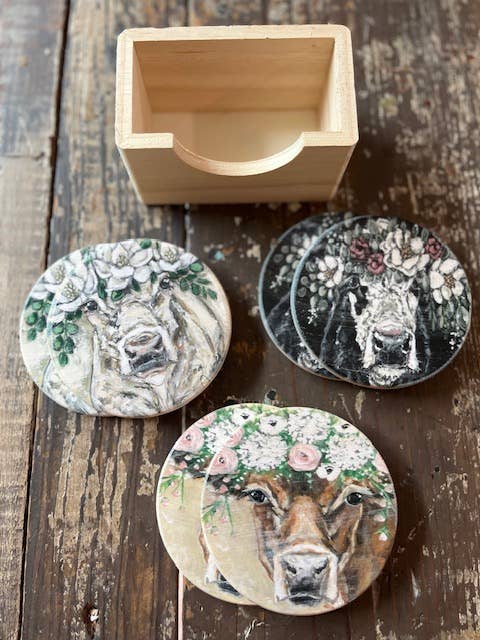 Cow coaster set of 6