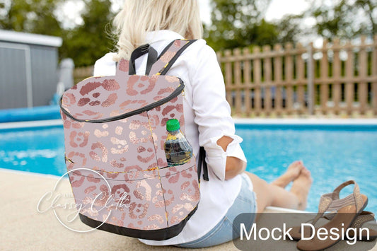 Cooler Backpack - Rose Gold Leopard