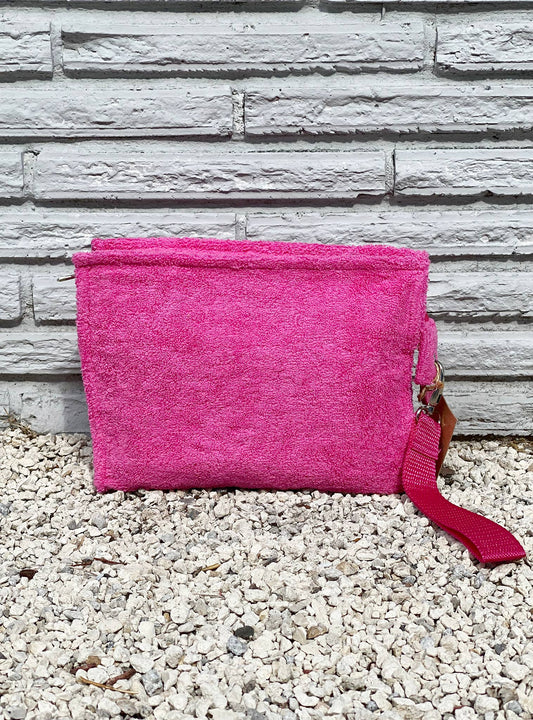 Small Terry Pouch Plastic Lined: Fushia