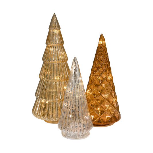 Gold, Bronze & Silver Glass Trees