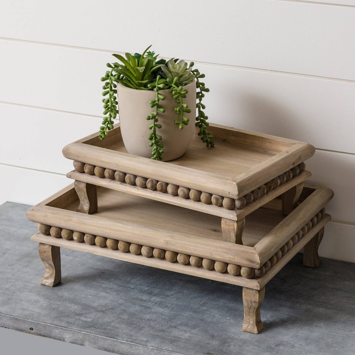 Footed Risers With Beaded Edge