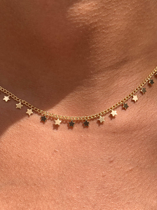 Dainty Gold Filled Multi Star Charm necklace