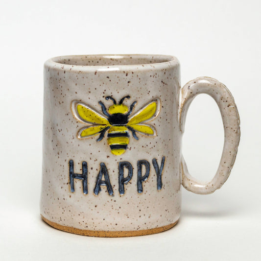 Bee Happy Pattern Handmade Mug