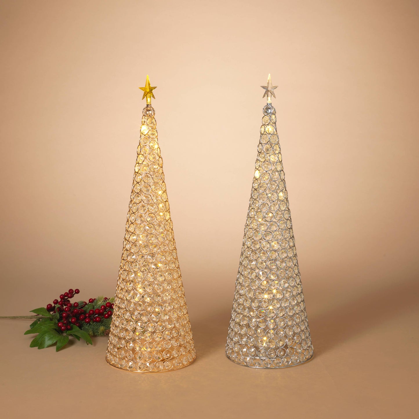 Lighted Jeweled Cone Tree 17.7"