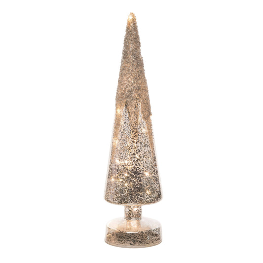 Glass Light Up Glitter Frosted Tree - Lg