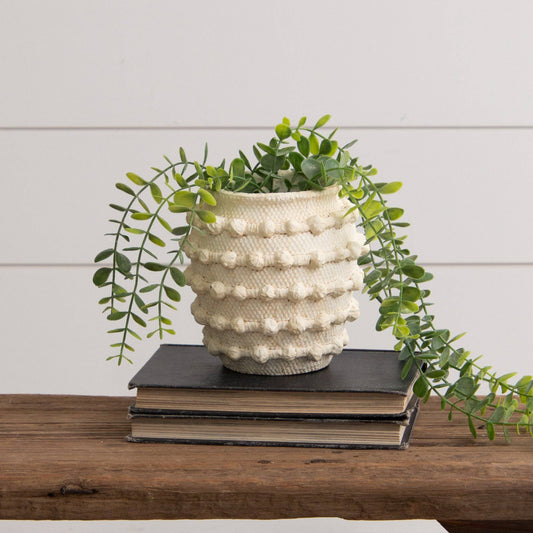 Ivory Textured Knot Cement Vase - Small