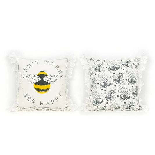 Bee Reversible Linen Pillow