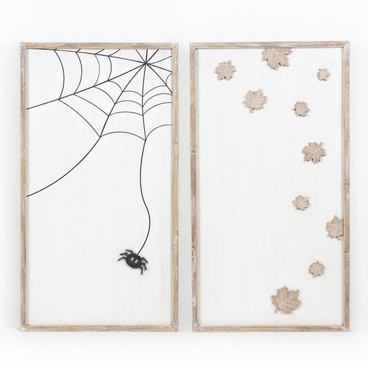 Leaves & Spider Web Reversible Picture