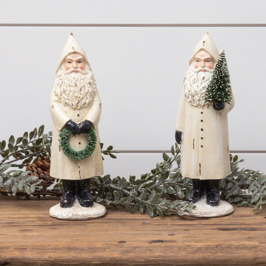 White Vintage Santa Figurines