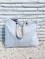 Solid Terry Plastic Lined Tote: Pearl Grey