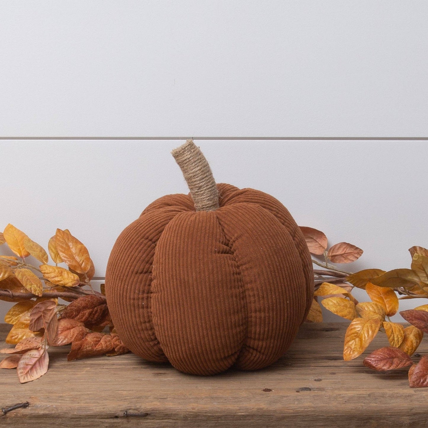 Rust Corduroy Pumpkin with Jute Stem