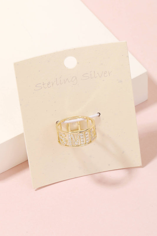 Sterling Silver Studded Smile Ring