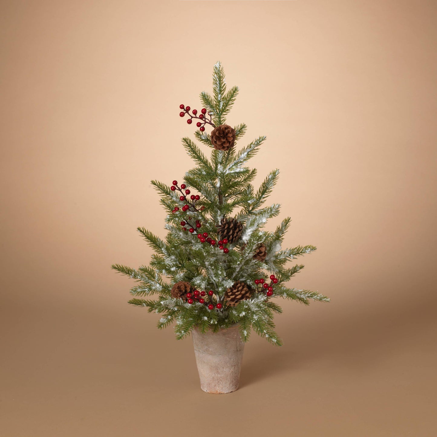 Potted Pine Tree w/ Berry & Pinecone