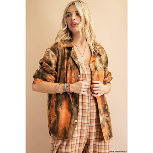 TIE DYE FABRIC VOYAGER FLANNEL SHIRT