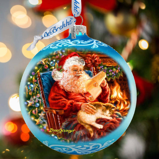 House Warming Santa Lg Glass Ornament by D.Gelsinger