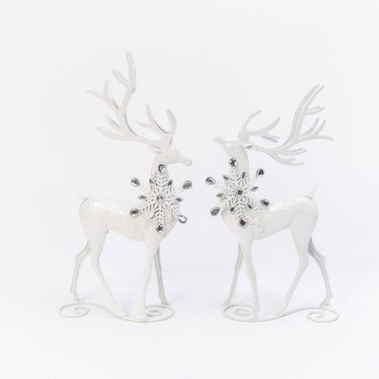 Metal Holiday Deer Figurine w/ Snowflake