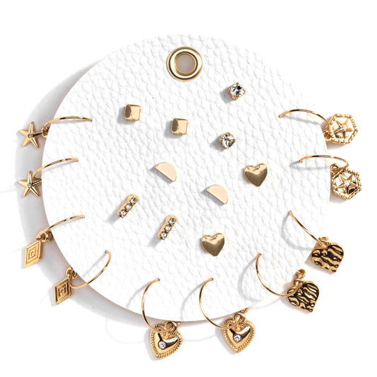 Studs and Wire Hoops Set - GOLD