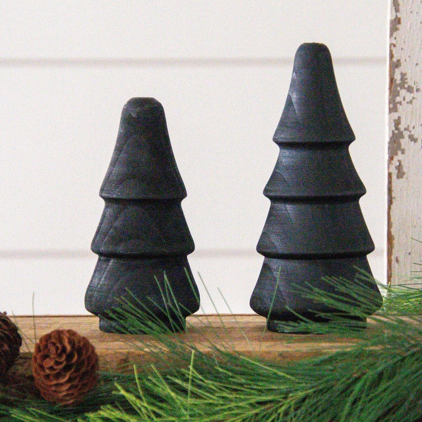 Black Wooden Tabletop Christmas Trees