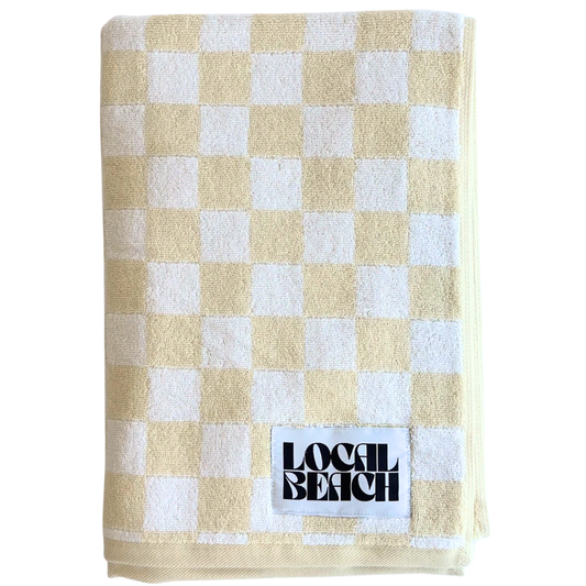 Checker Beach & Bath Towel: Cream/White