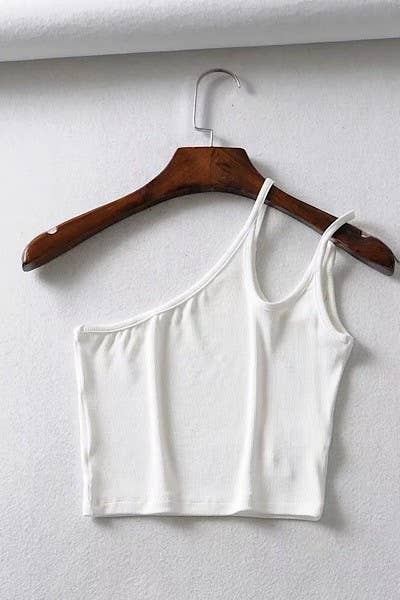 Asymmetric double strap cropped tank