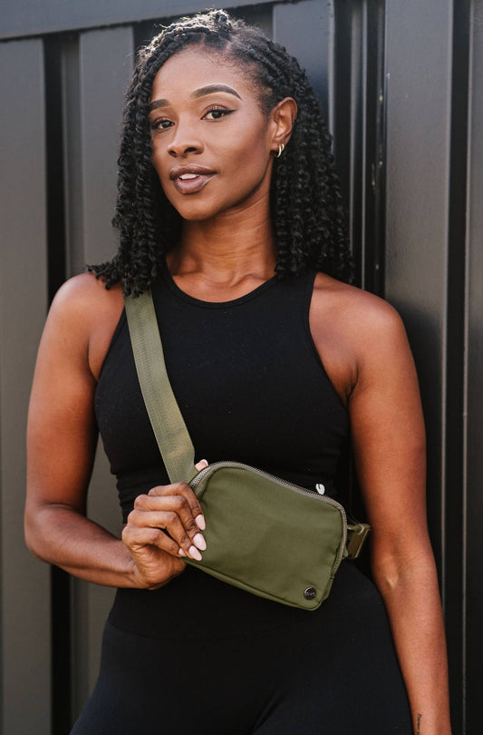 Madison Crossbody Satchel Belt Bag Fanny Pack: Army Green