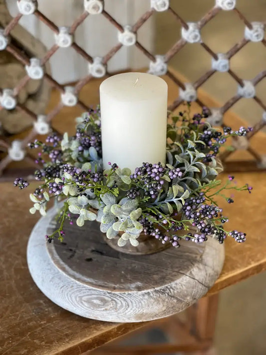 Pebble & Berries Candle Ring | 10" | Lavender