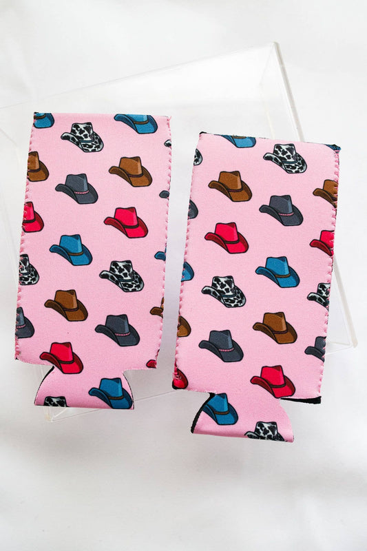 Pink Cowboy Hat Tall Coozie 2-Pack
