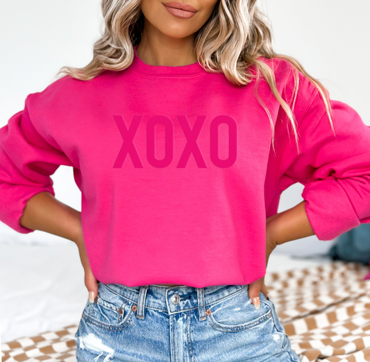 XOXO Pink Embossed Valentines Day Sweatshirt