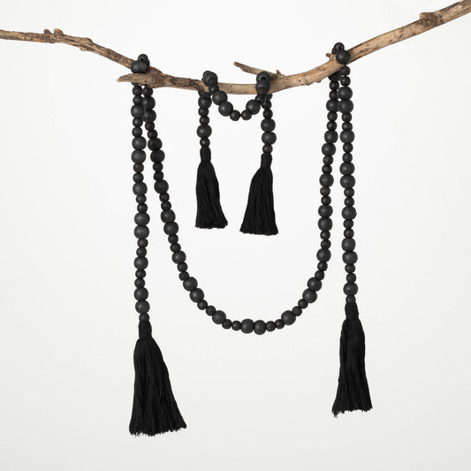Black Tassel Wood Bead Garland/Small