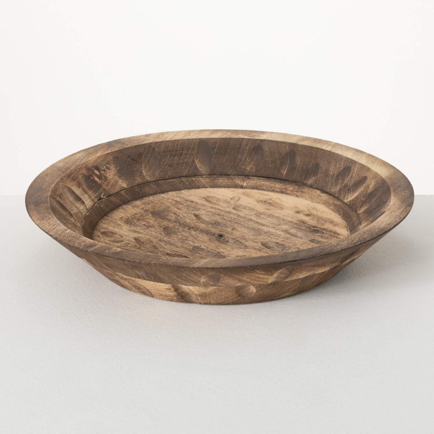 Round Wooden Dough Bowl Decor