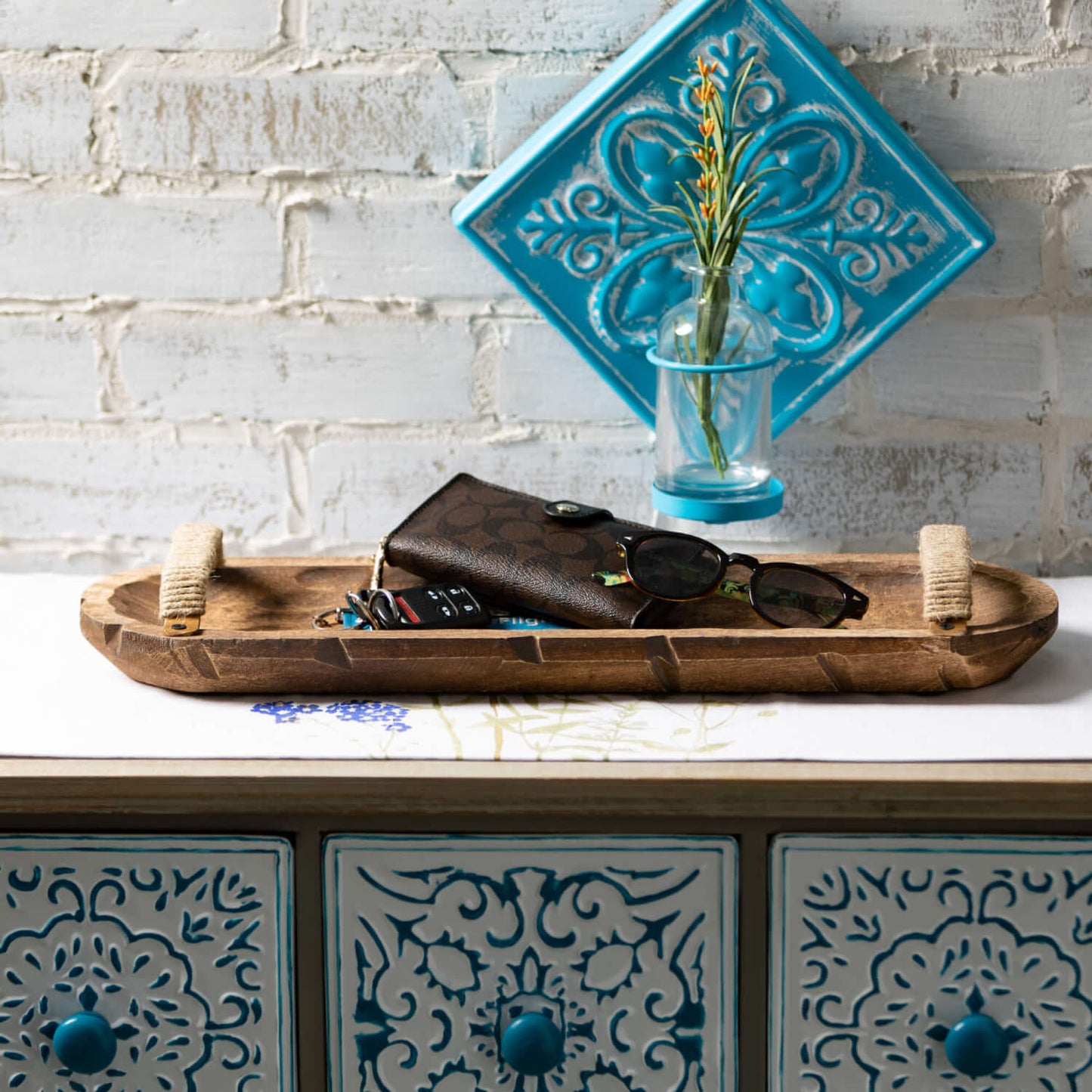 Wooden Dough Bowl Tray Decor