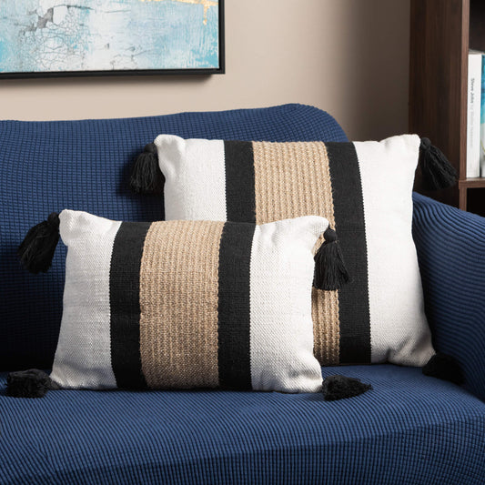 Stripe Square tasseled pillow