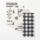 Black white print tea towels